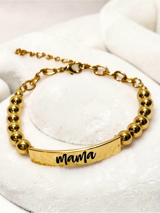Paparazzi￼ Jewelry - Gold stamped ‘Mama’ Bracelet, gold beads, Paparazzi. "Mom Squad" Adjustable NWOT